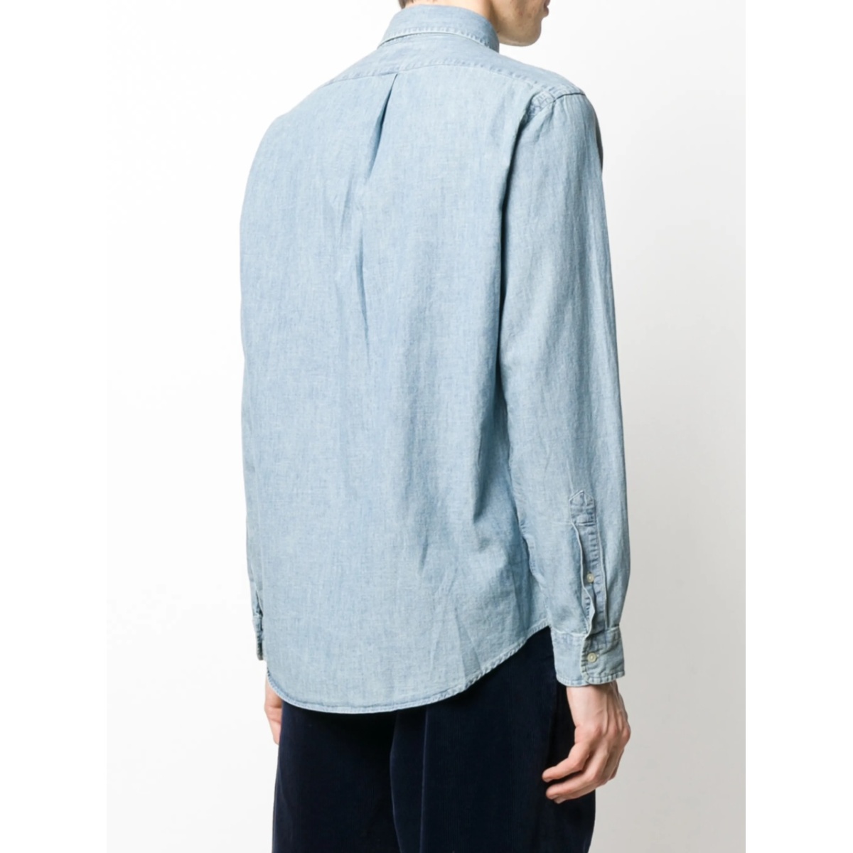 logo-embroidered chambray shirt - Img 4