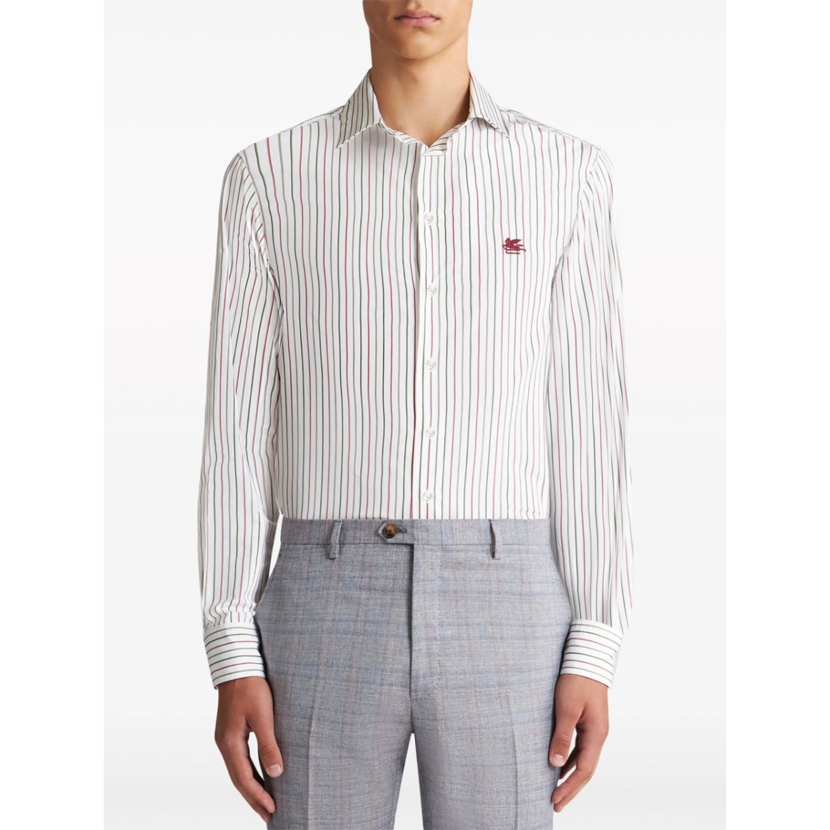 logo-embroidered cotton shirt - Img 2