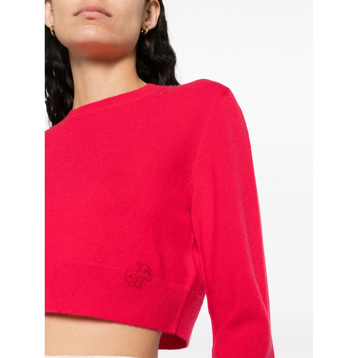 logo-embroidered cropped jumper - Img 5