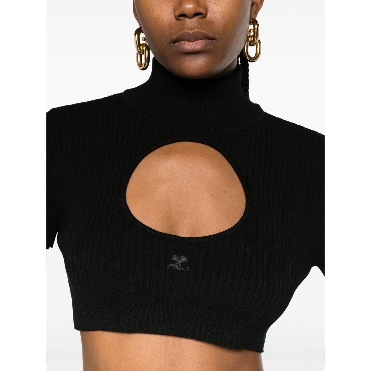 logo-embroidered cut-out jumper - Img 5