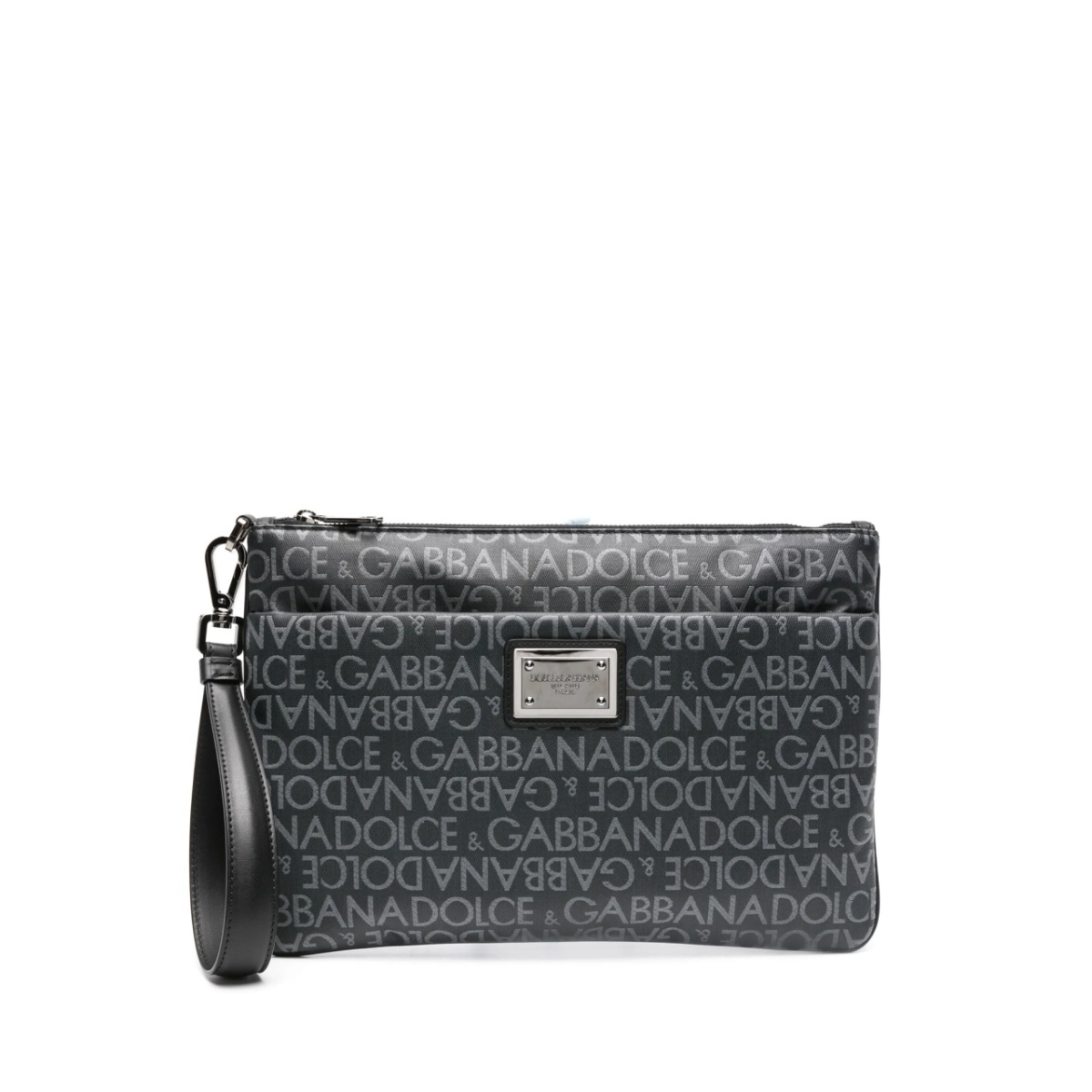 logo-jacquard coated clutch bag