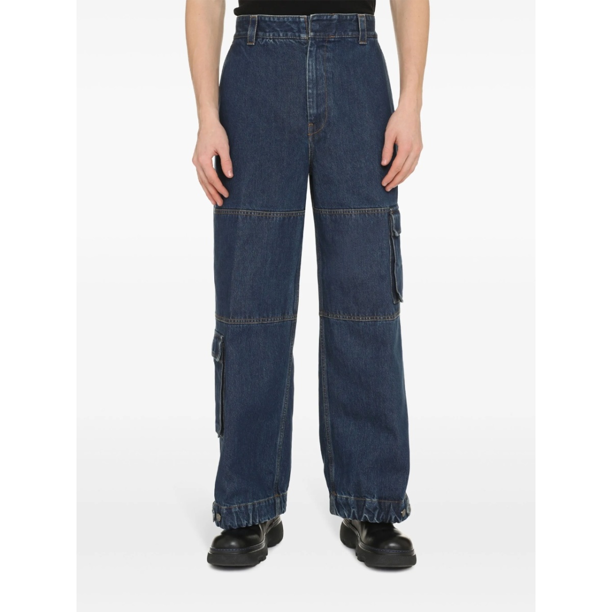 logo-patch cotton wide-leg jeans - Img 2
