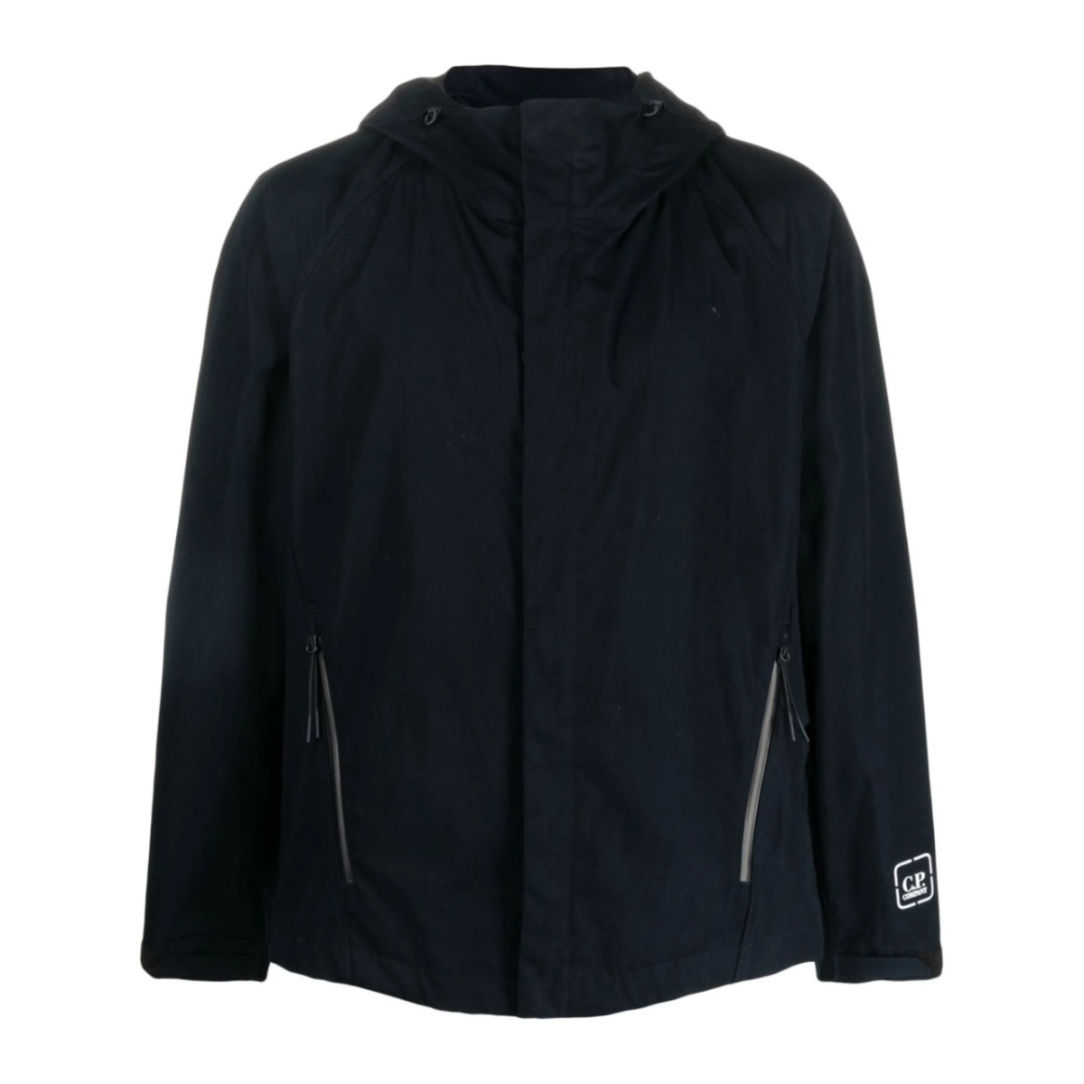 logo-patch zipped hooded jacket