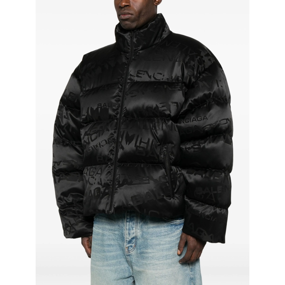 logo-pattern quilted jacket - Img 3
