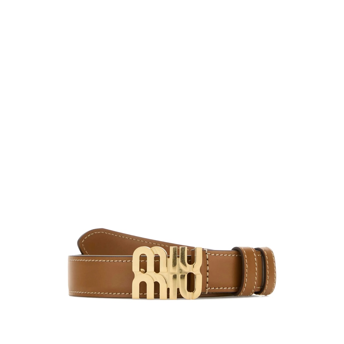 logo-plaque leather belt