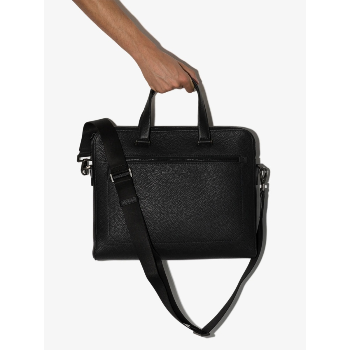 logo-plaque leather briefcase - Img 4