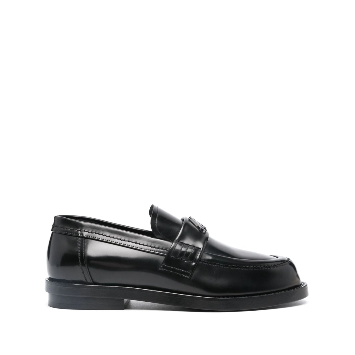logo-plaque leather loafers
