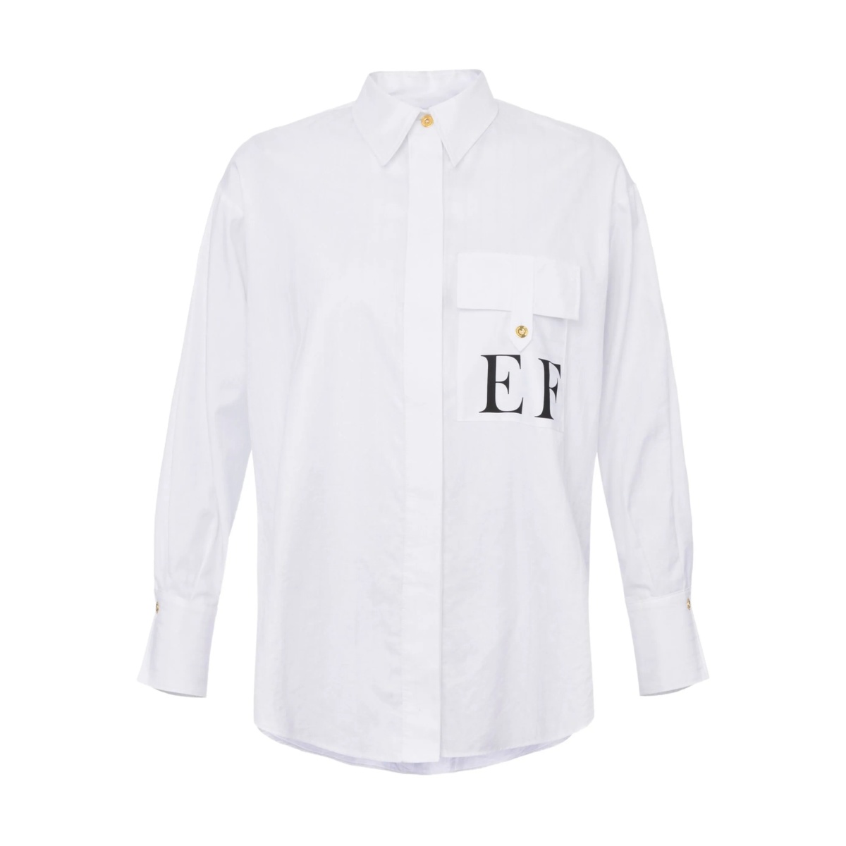 logo-print button-up shirt