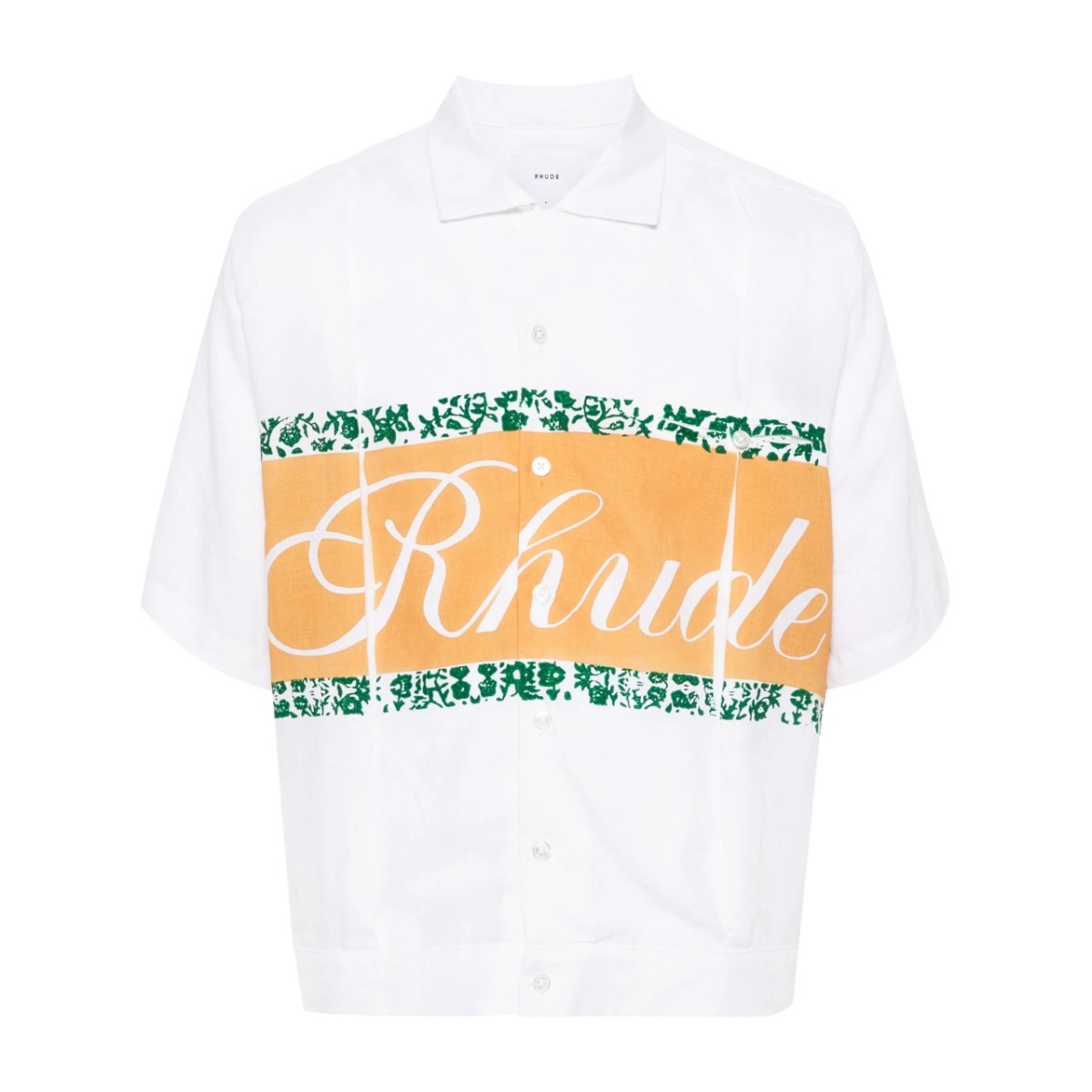 logo-print chambray shirt