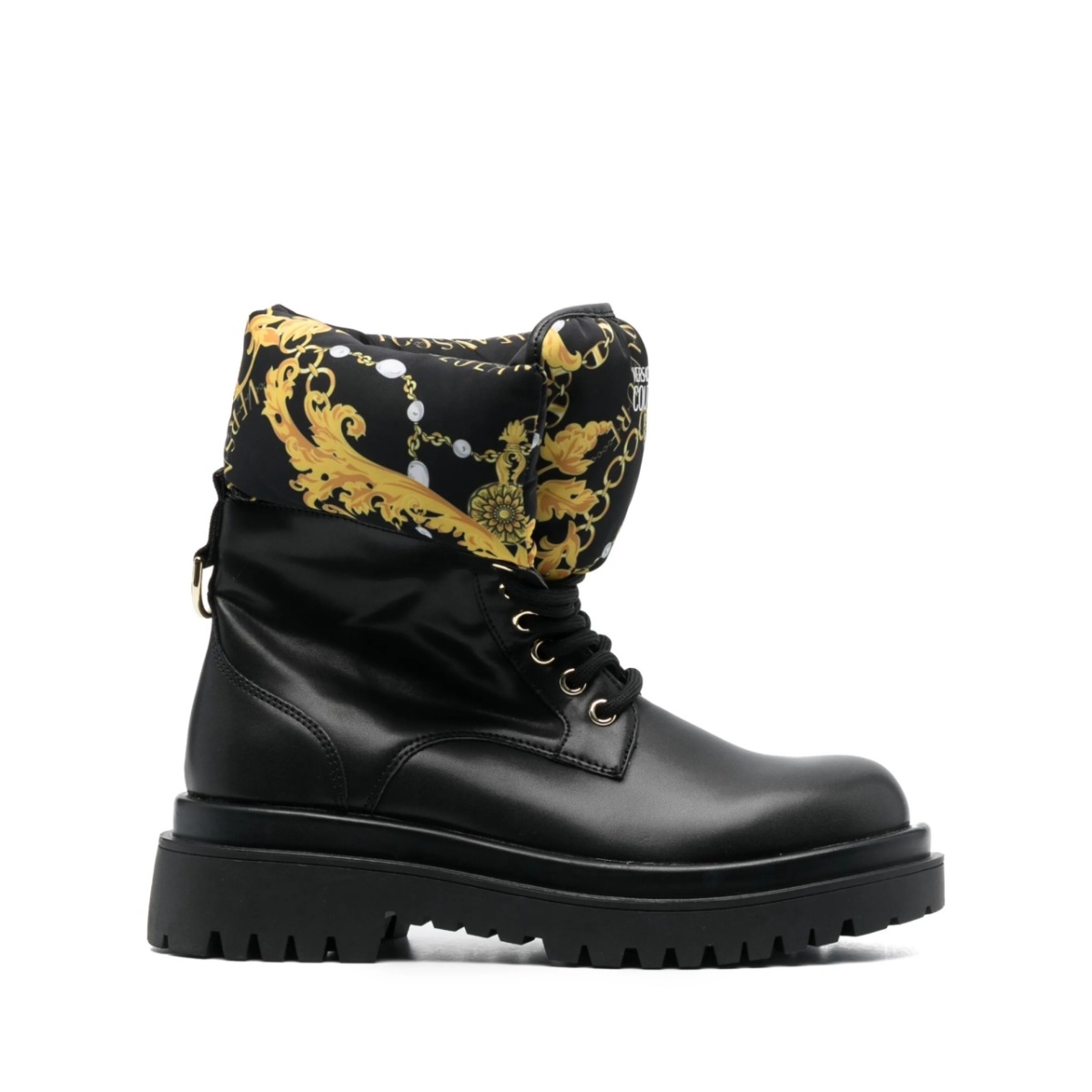 logo-print round-toe boots