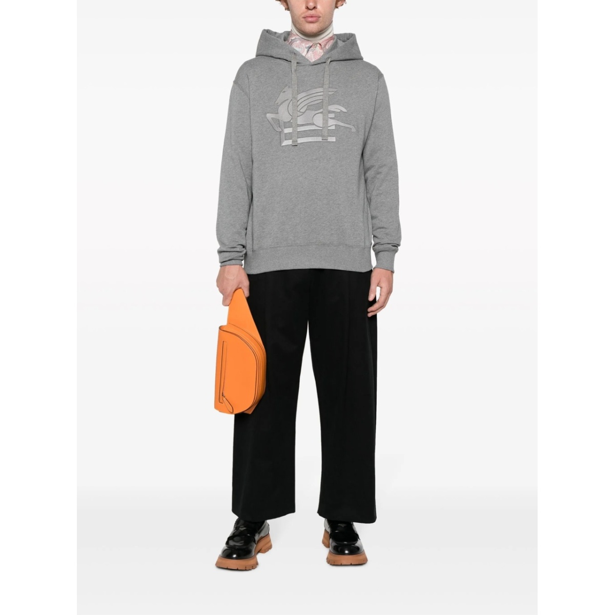 logo-stamp cotton hoodie - Img 2