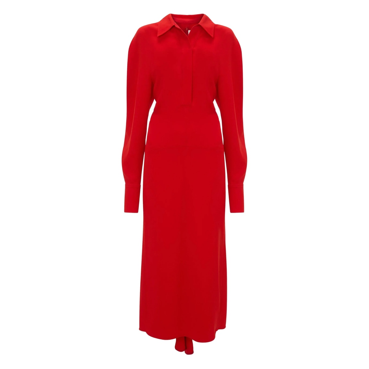 long-sleeve polo-collar midi dress