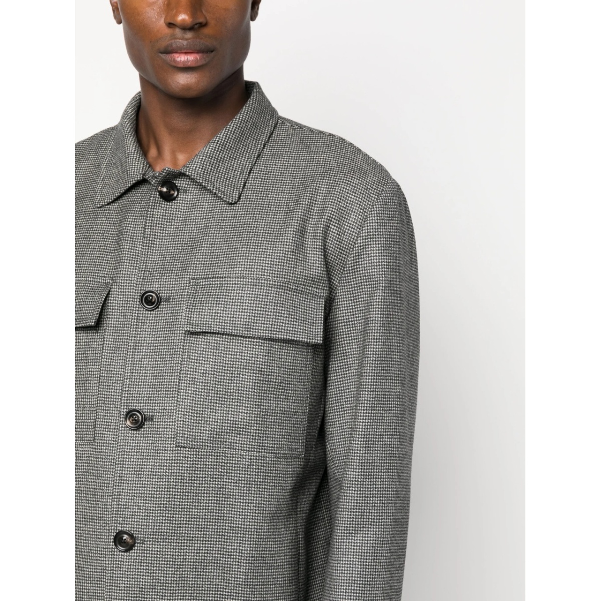 micro houndstooth-pattern shirt jacket - Img 5