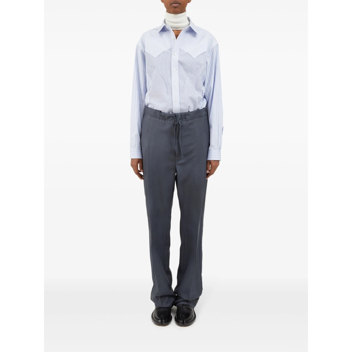 moiré-effect straight-leg trousers - Img 2