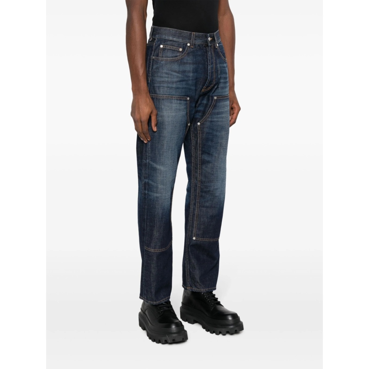 monogram-embroidered wide-leg jeans - Img 3