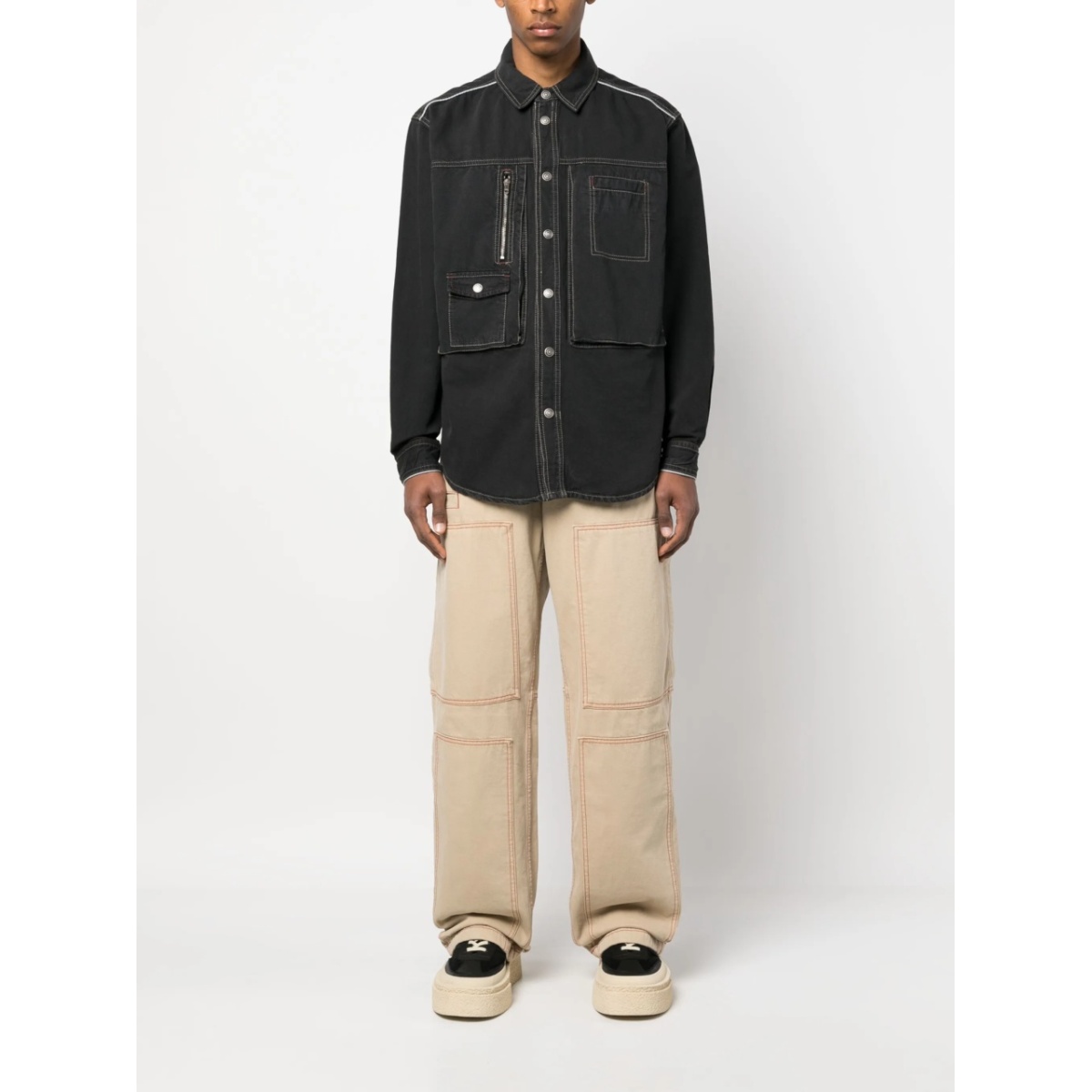 multiple-pockets shirt jacket - Img 2