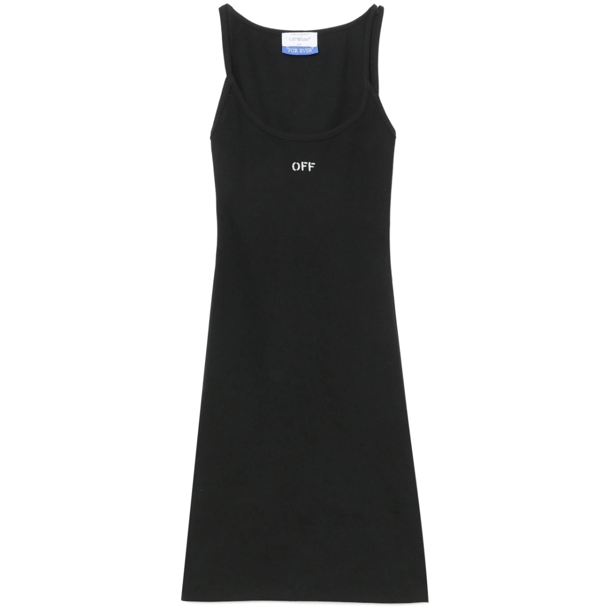 Off-embroidered ribbed minidress