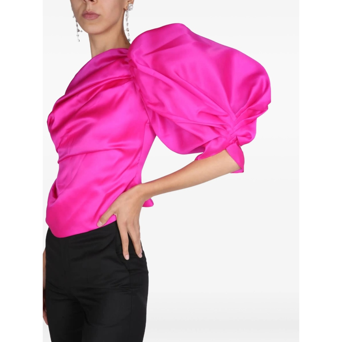 one-shoulder puff-sleeve top - Img 4