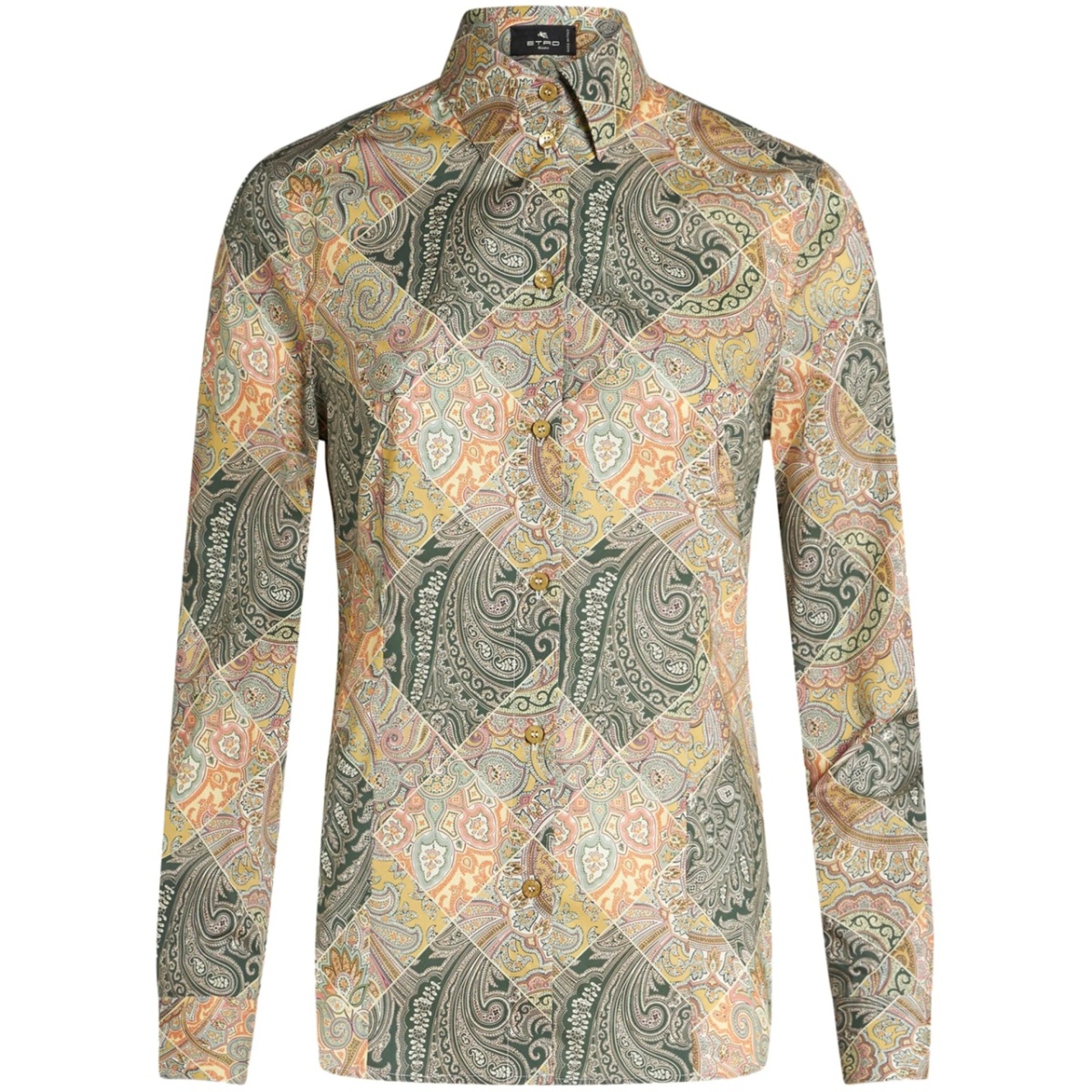 patchwork-print poplin shirt