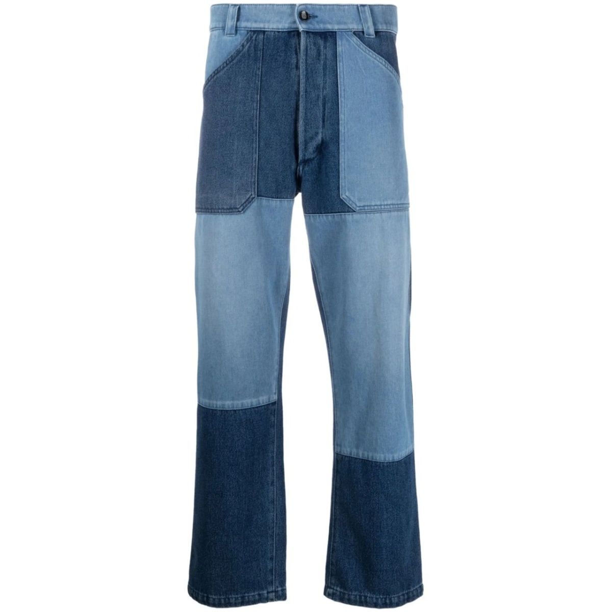 patchwork straight-leg jeans