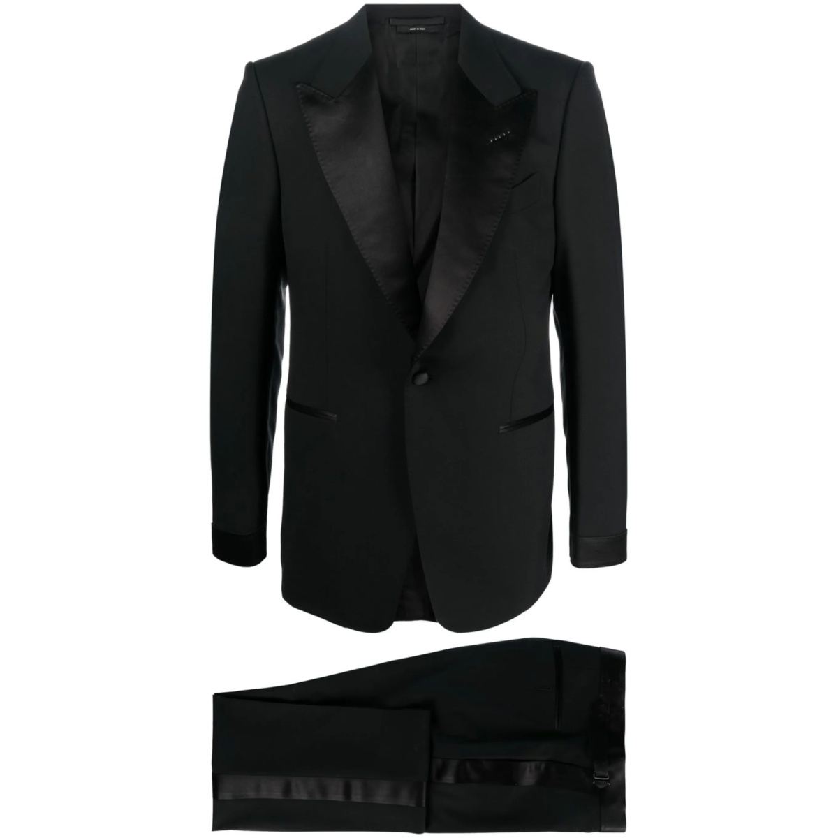 peak-lapel wool suit