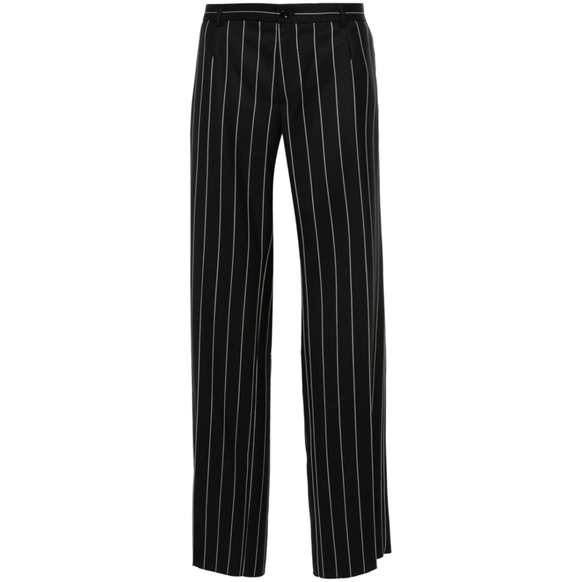 pinstripe wool trousers