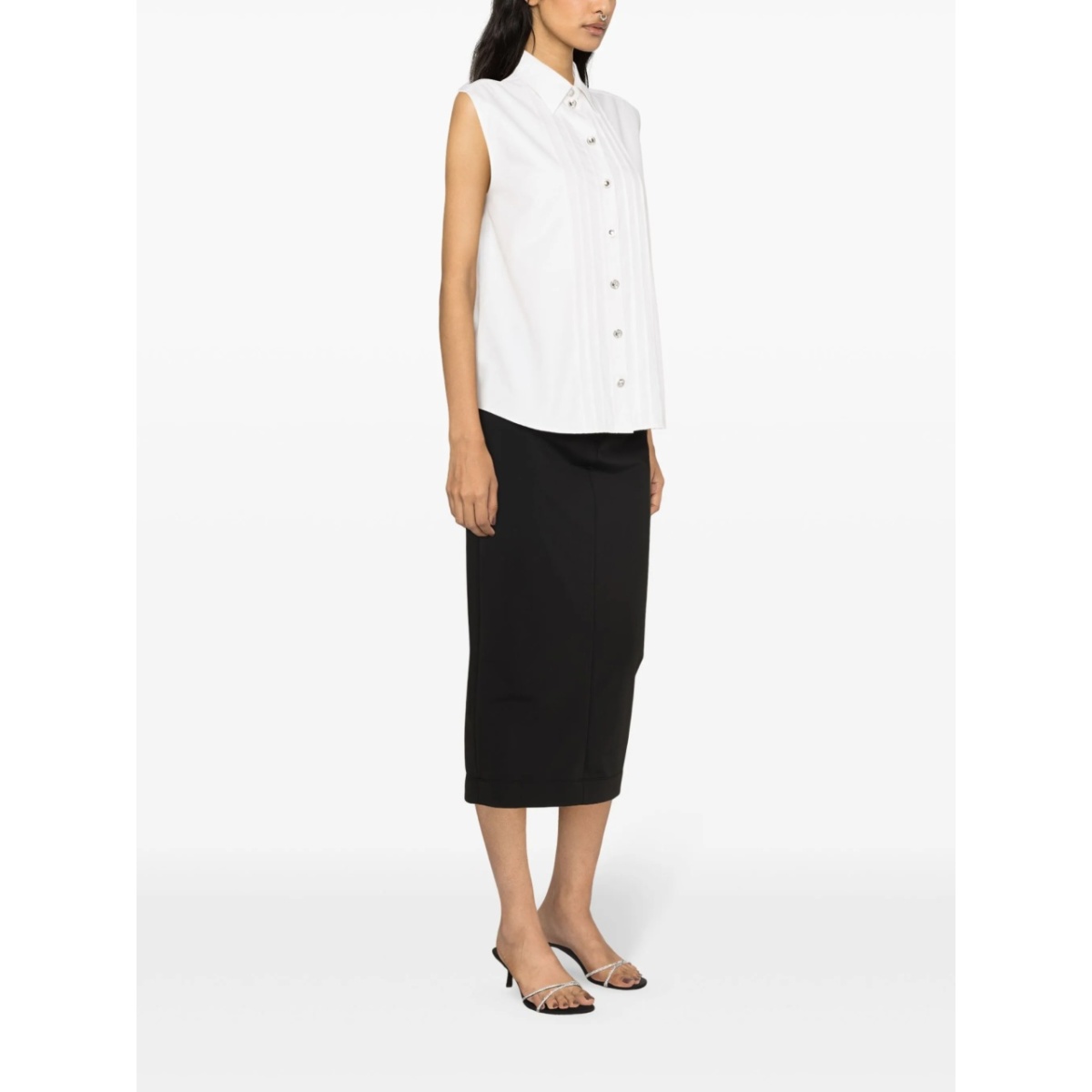 pintuck-detailing sleeveless shirt - Img 3