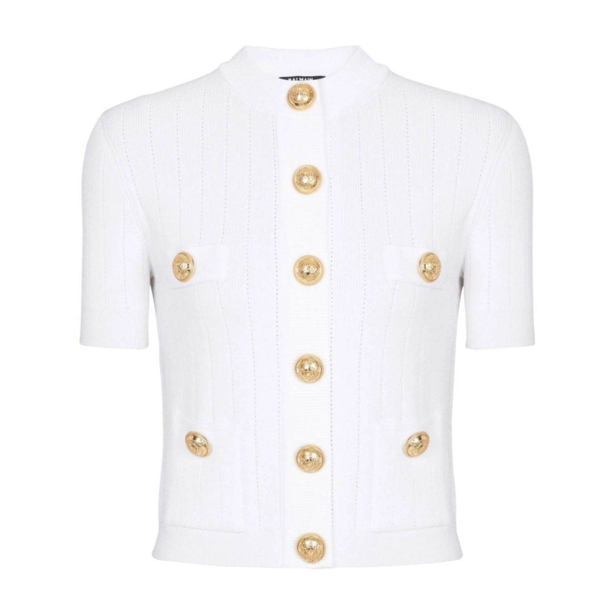 pointelle-knit short-sleeved cardigan