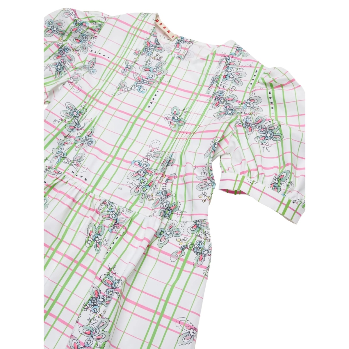 puff-sleeve checked dress - Img 3
