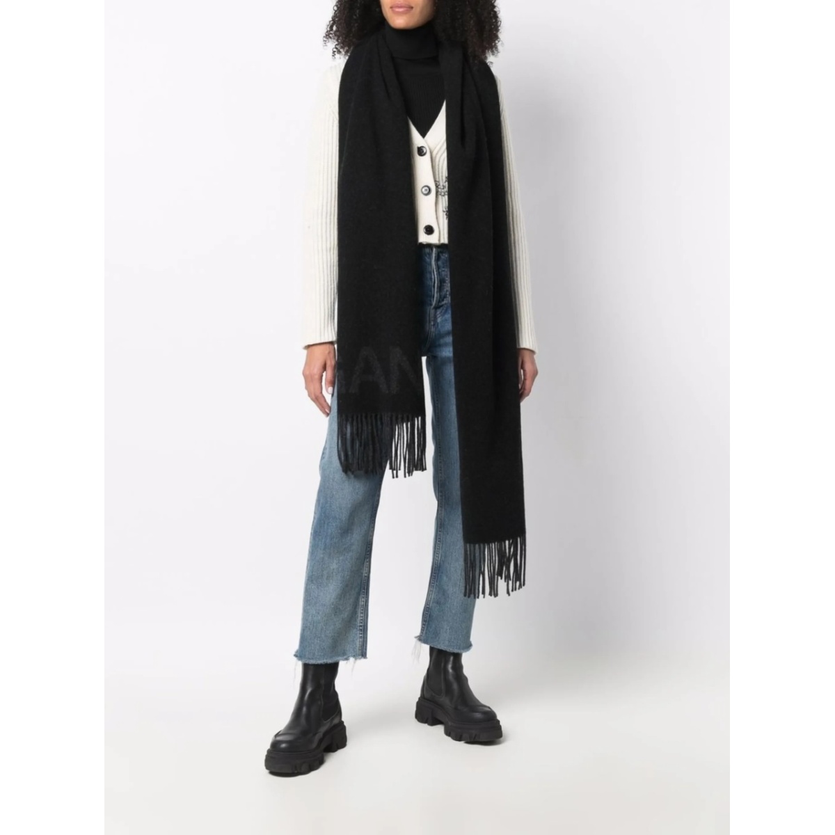 recycled wool-blend fringe scarf - Img 2