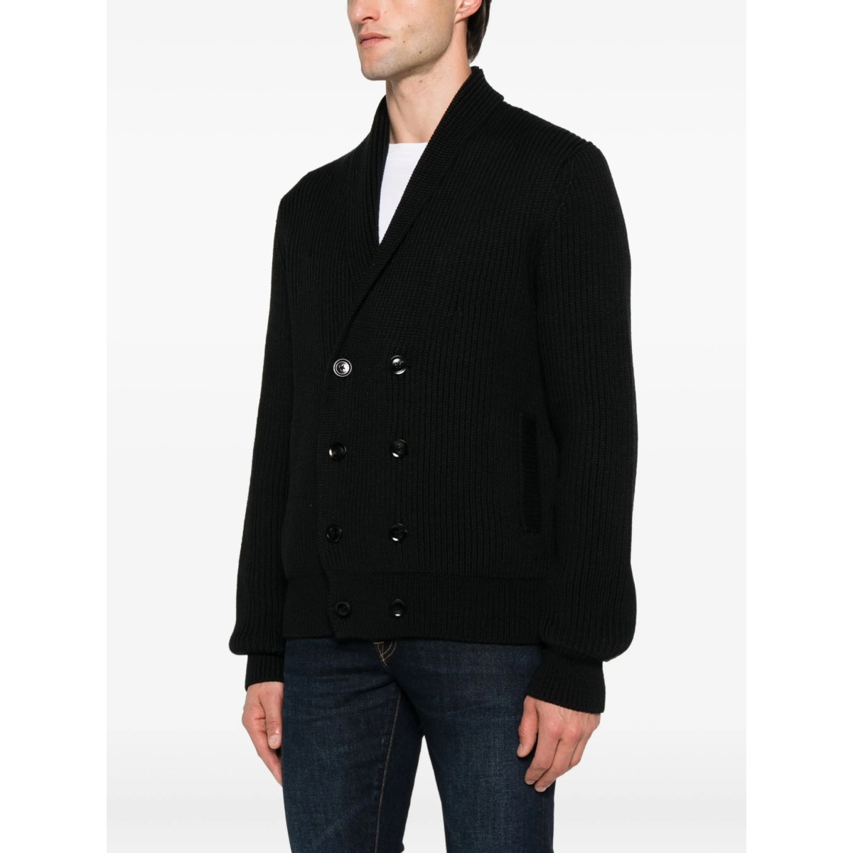 ribbed-knit double-breasted cardigan - Img 3