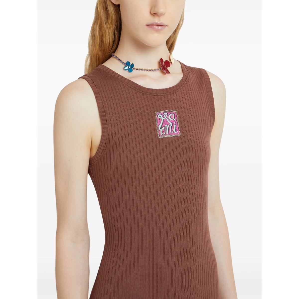 ribbed logo-patch midi dress - Img 5