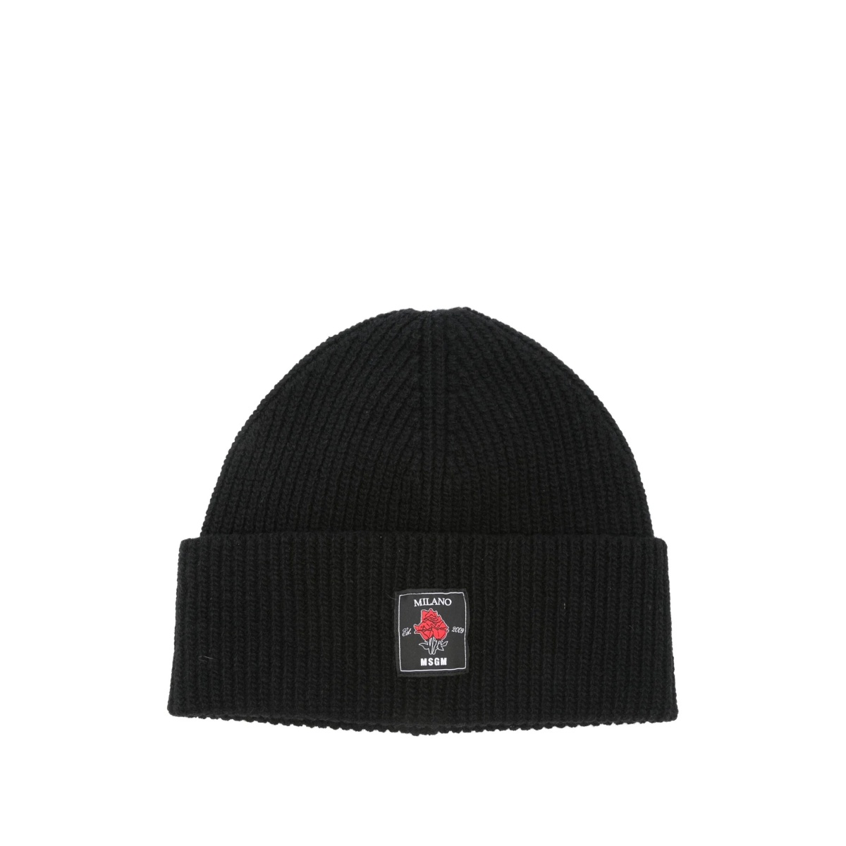 ribbed-wool logo-patch beanie hat