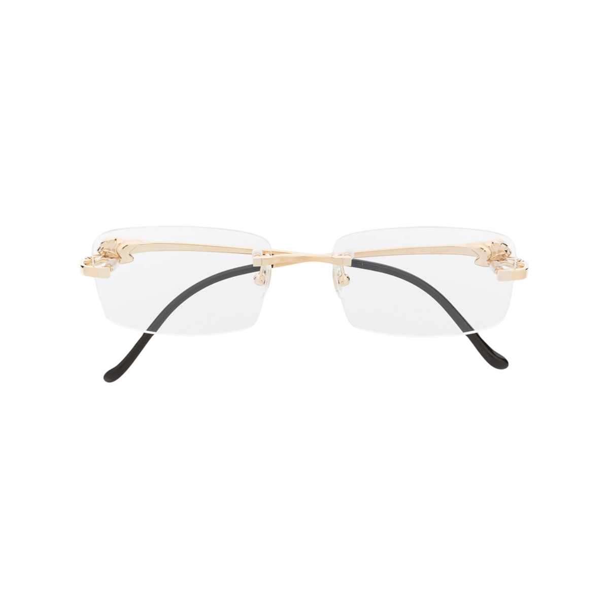 rimless square frame glasses