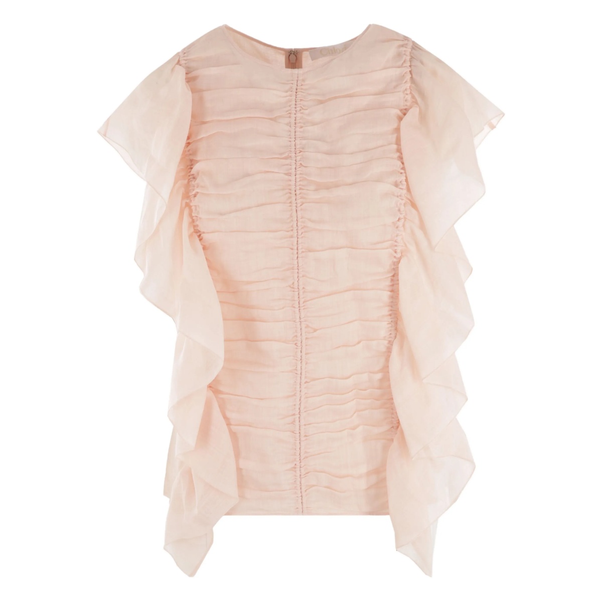 ruffle-trim ramie top