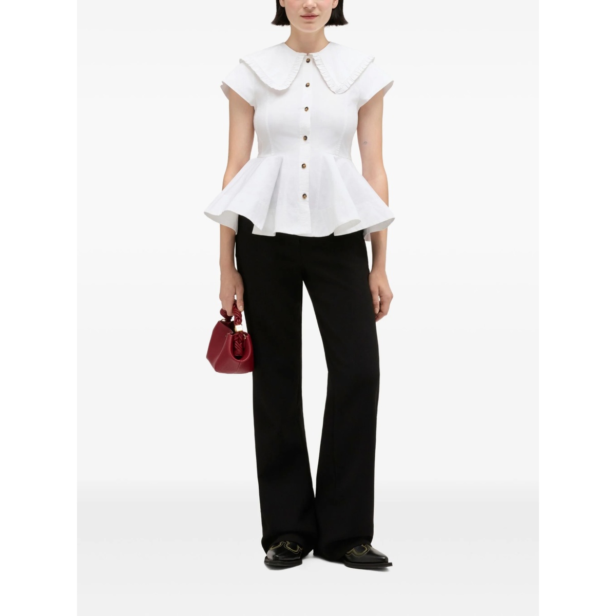 ruffled collar buttoned top - Img 2