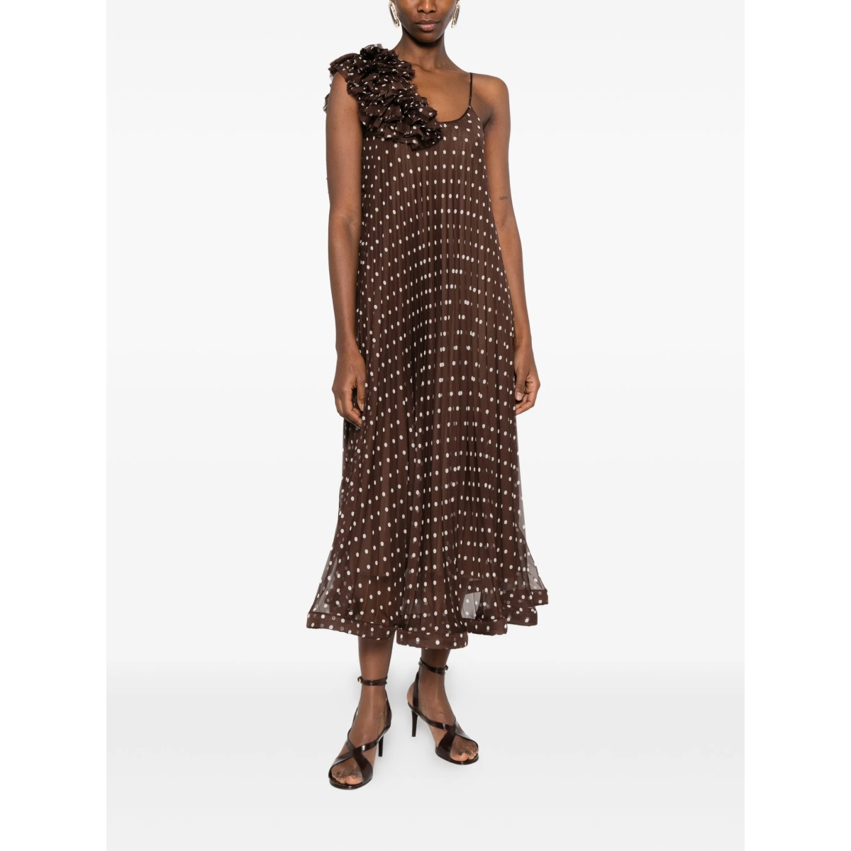 ruffled polka-dot midi dress - Img 2