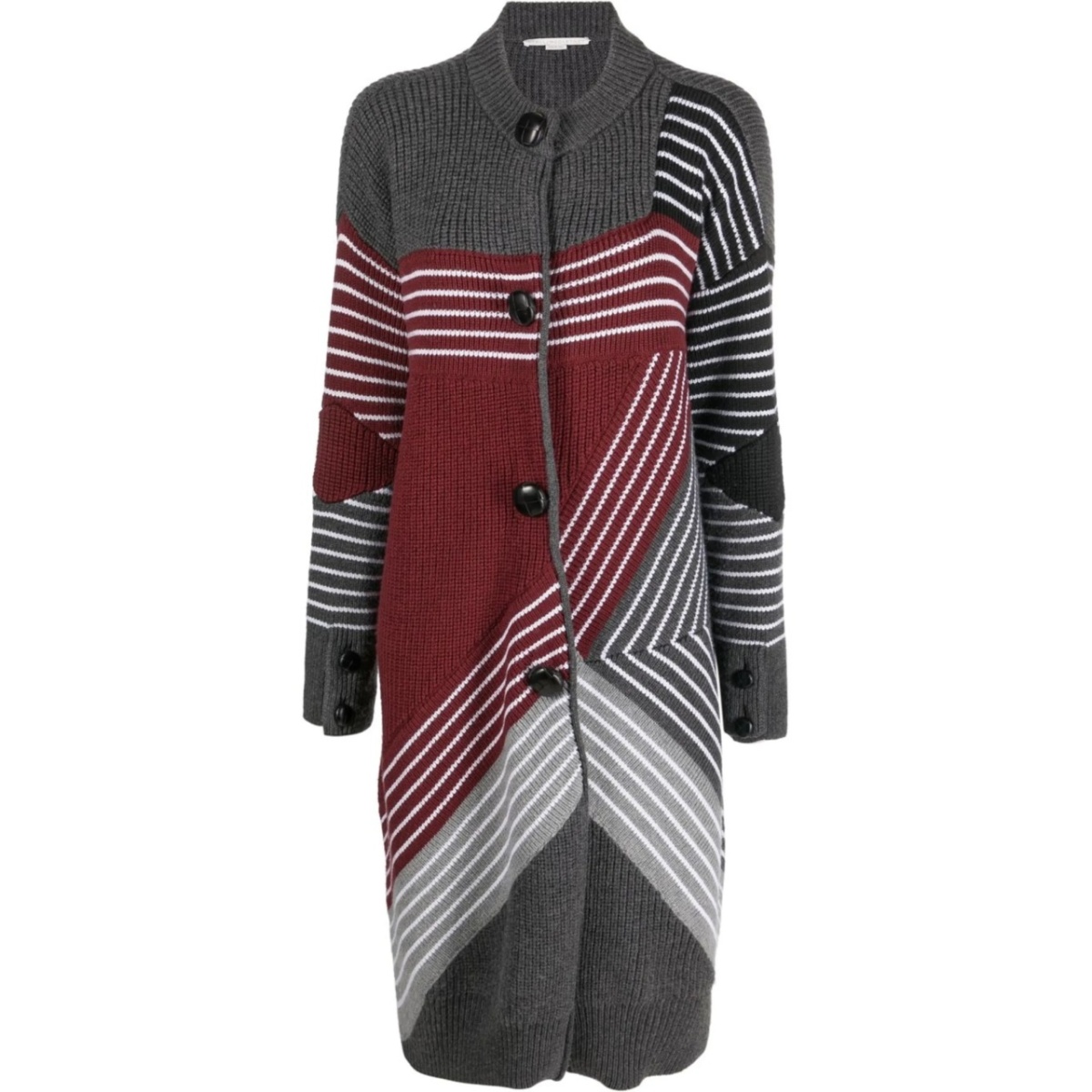 S by S 3D striped virgin wool cardi-coat