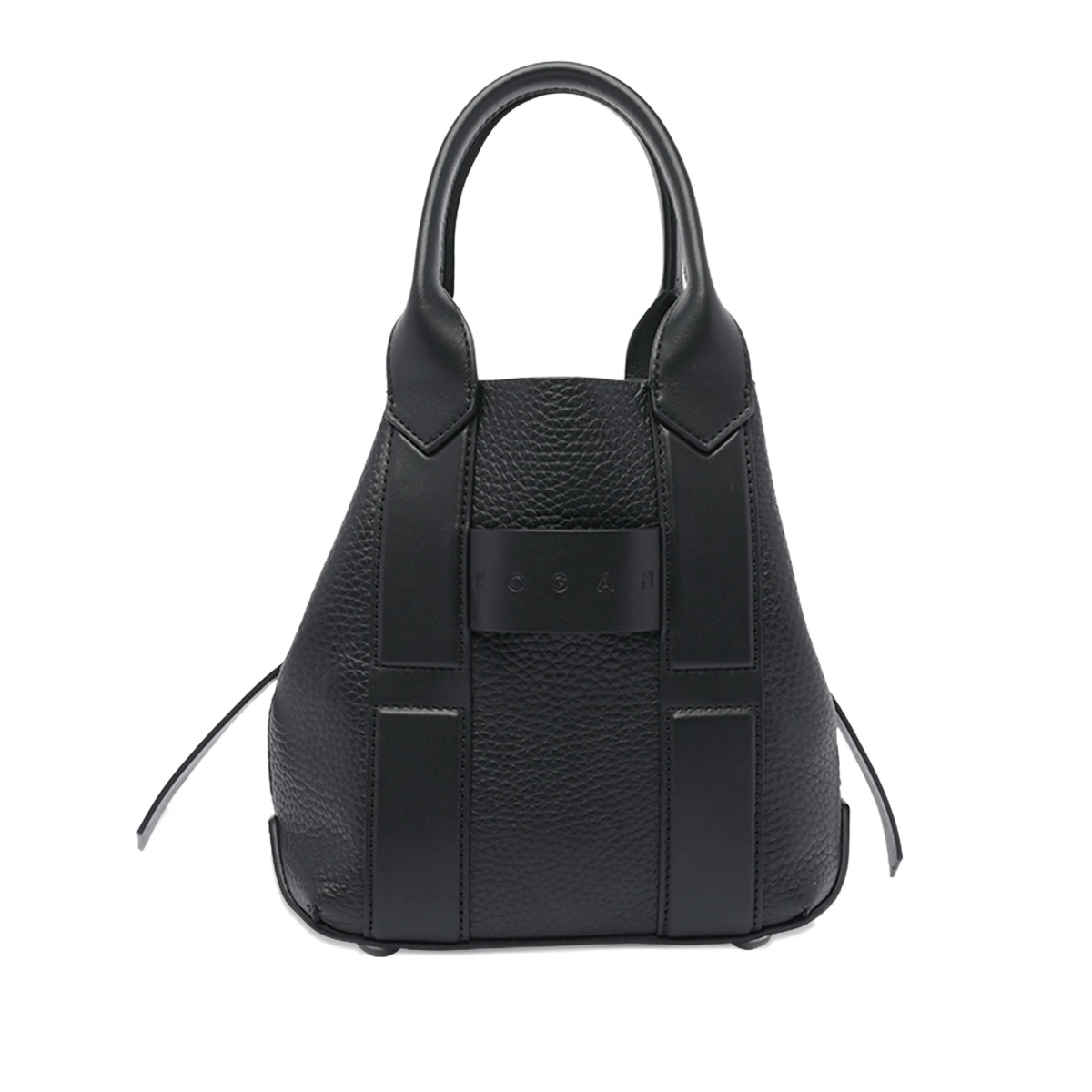 Script leather tote bag