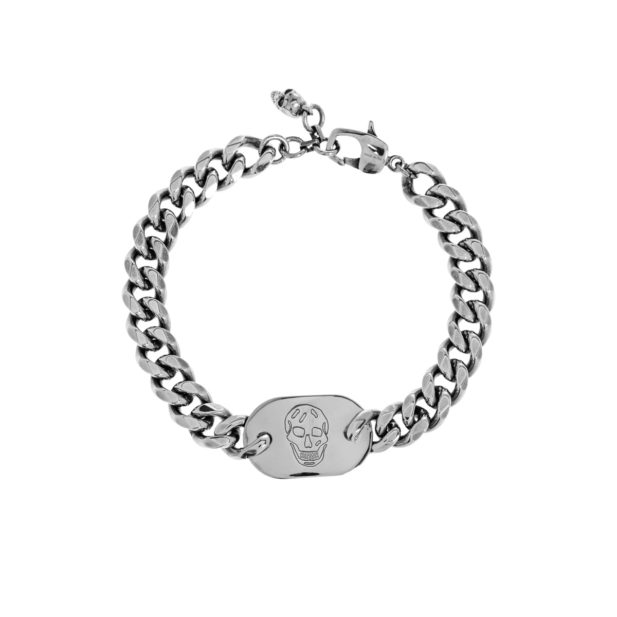 skull-plaque curb-chain bracelet
