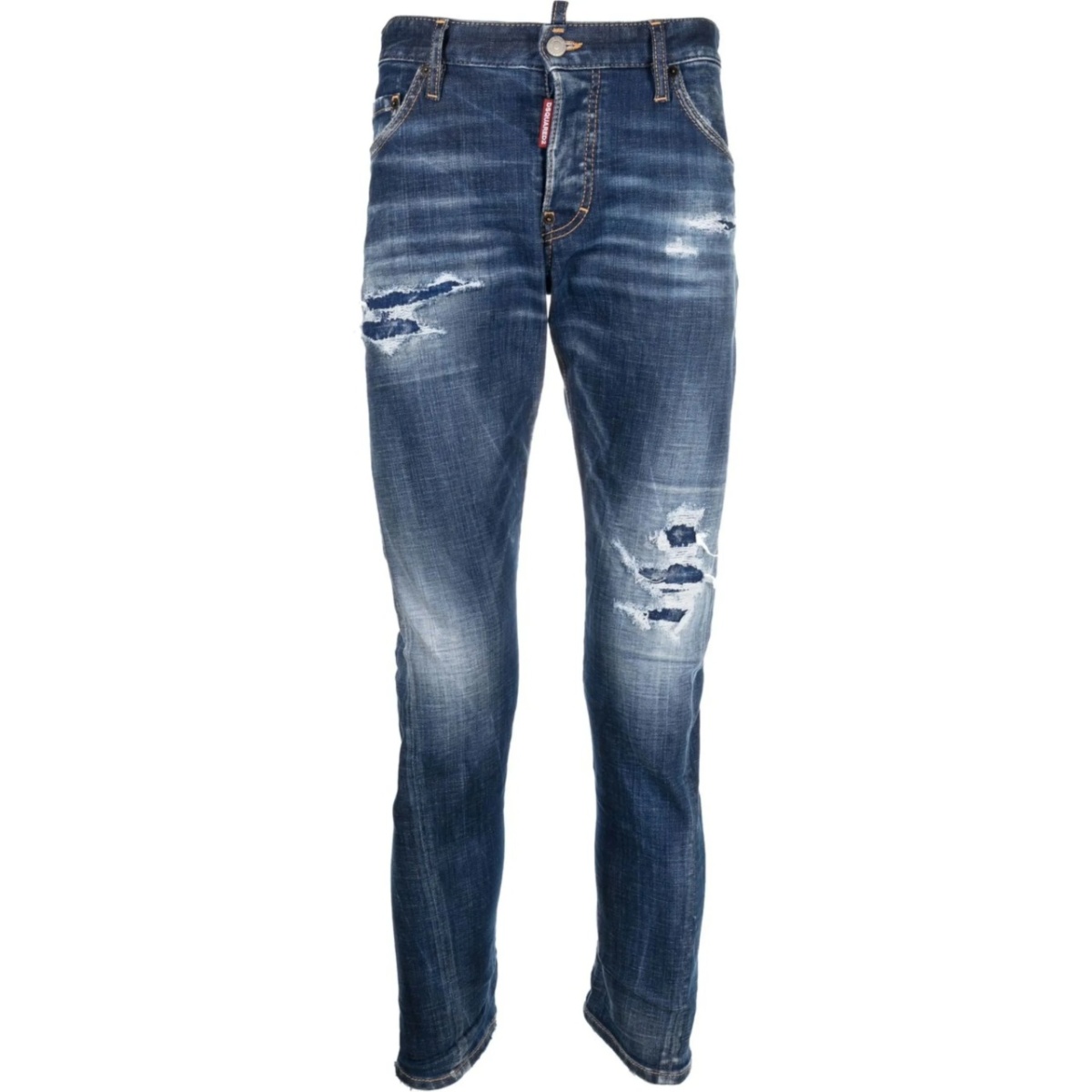 slim-fit distressed-effect jeans