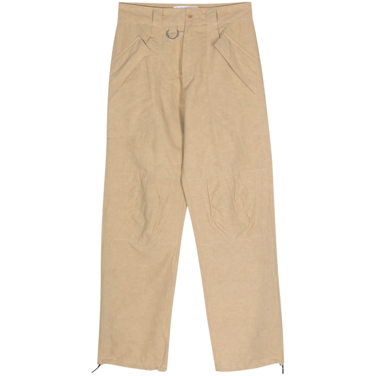 slub-texture straight trousers