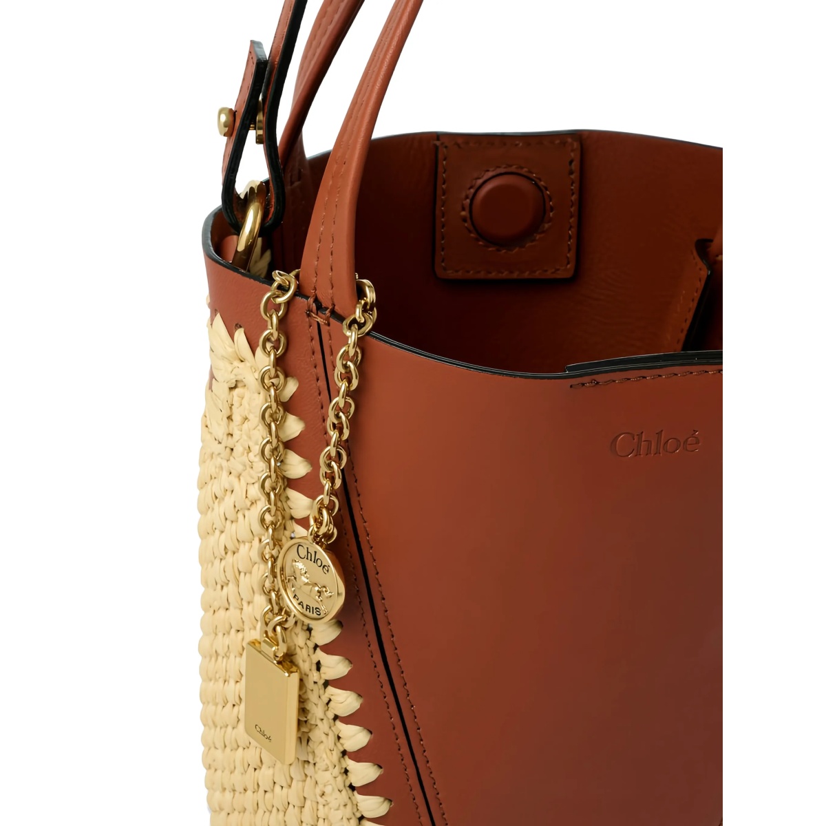 small Chloé Spin woven-pannels charm-detail bucket bag - Img 5