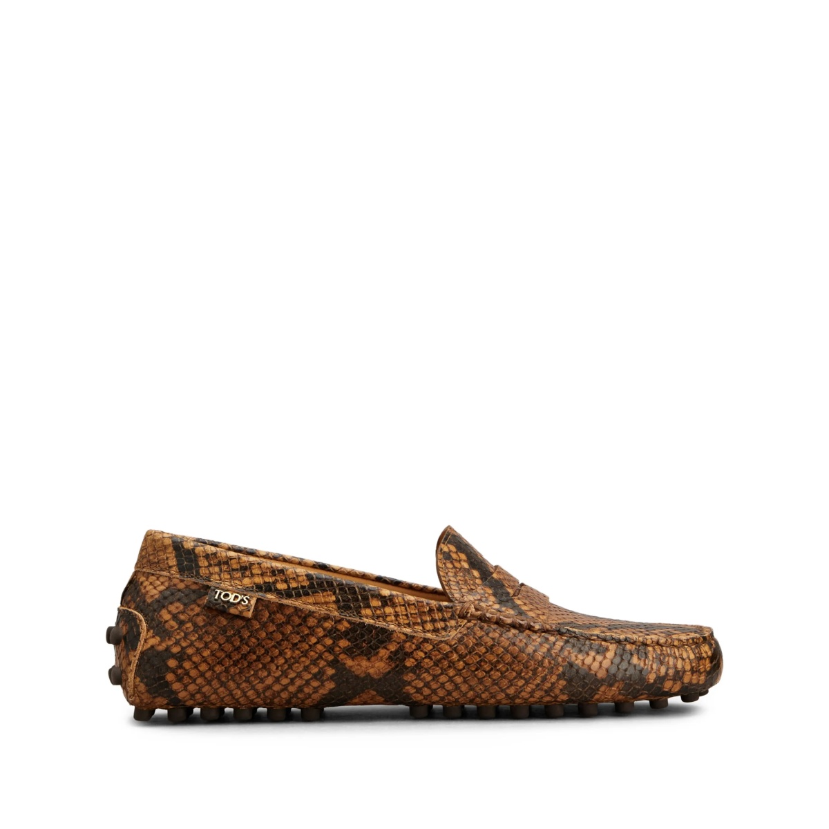 snake-print loafers