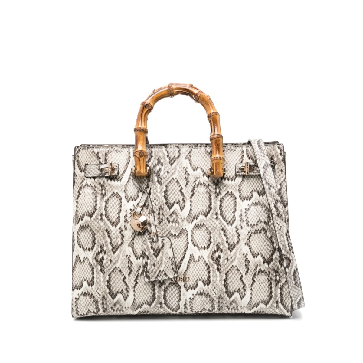 snakeskin-printed tote bag