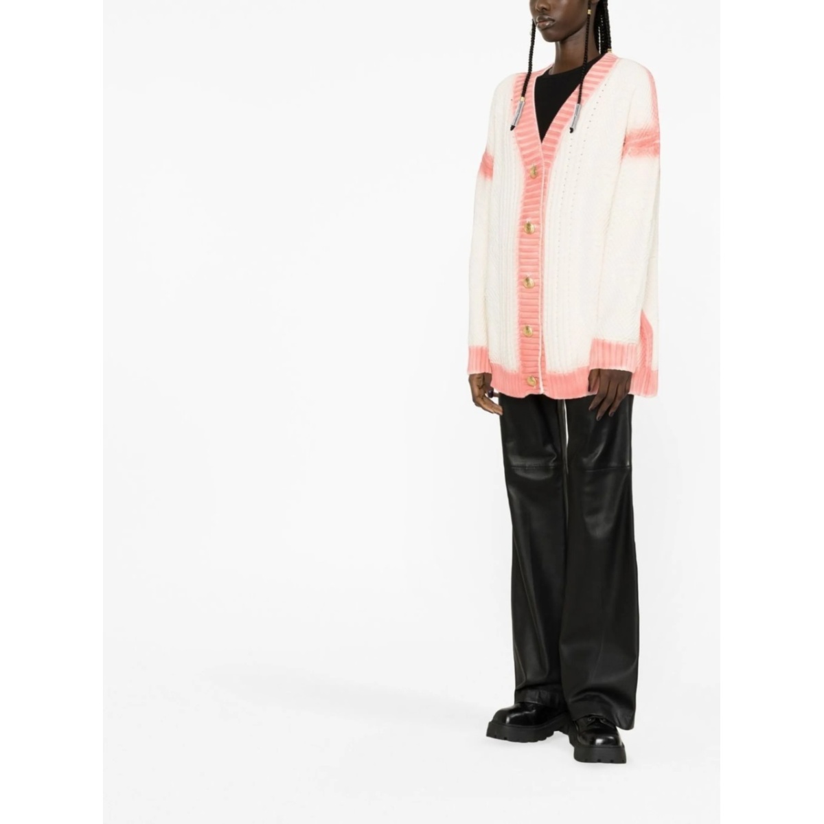 spray paint-effect logo-print cardigan - Img 4