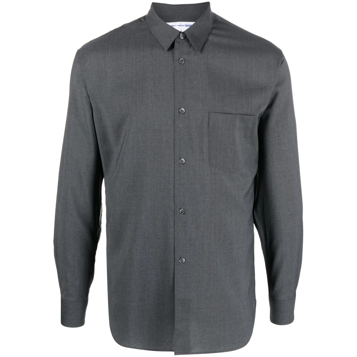 spread-collar wool shirt