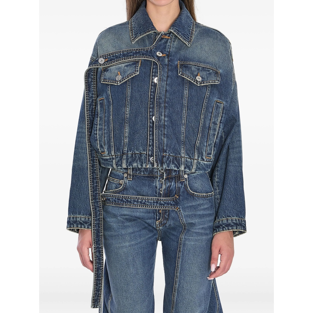Strap denim jacket