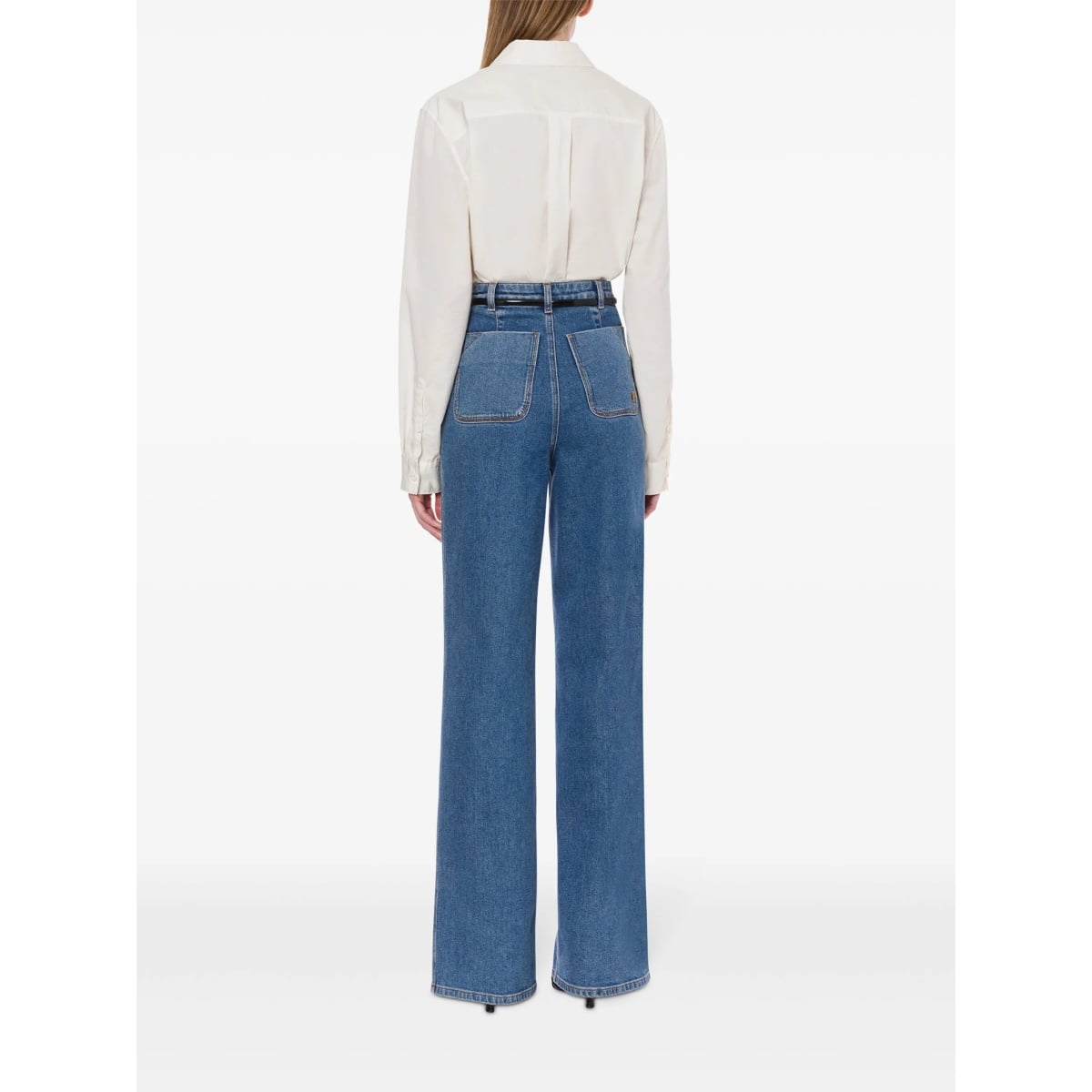 stretch-cotton wide-leg jeans - Img 3