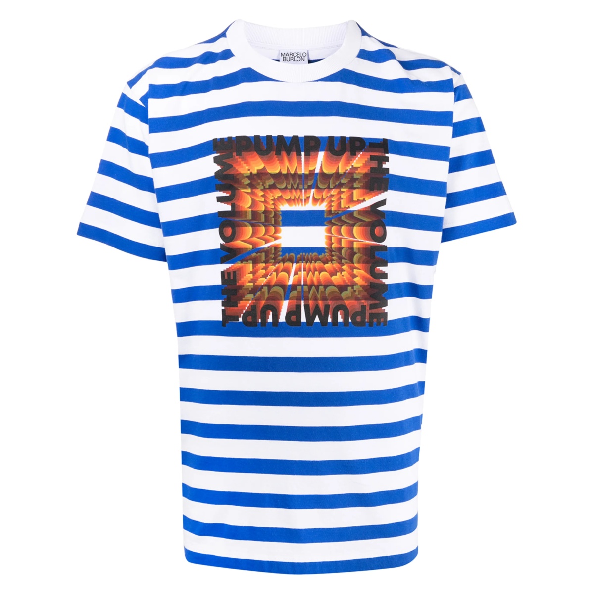 striped slogan-print T-shirt